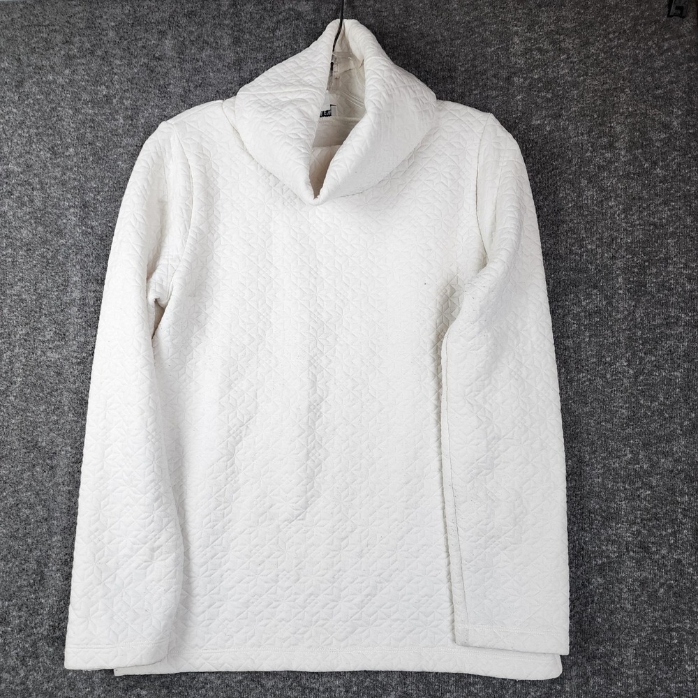J.Crew Pullover Women XS Ivory Quilted Star Cowl Neck Long Sleeve Casual